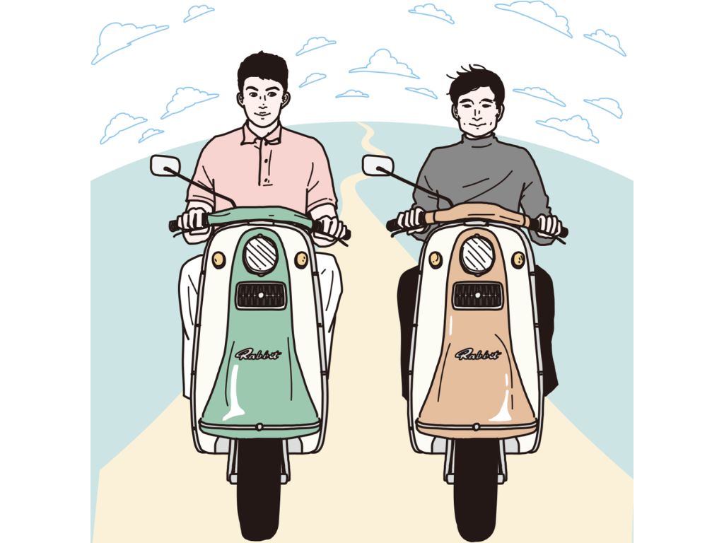 石原慎太郎と小澤征爾が
ラビットスクーターで
異国の地を走り回った